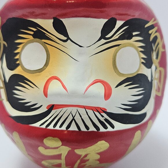 Handmade Papier-mâché Japanese 5" Lucky Red Daruma Doll - Picture 7 of 9